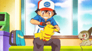 Ash petting Pikachu!.gif