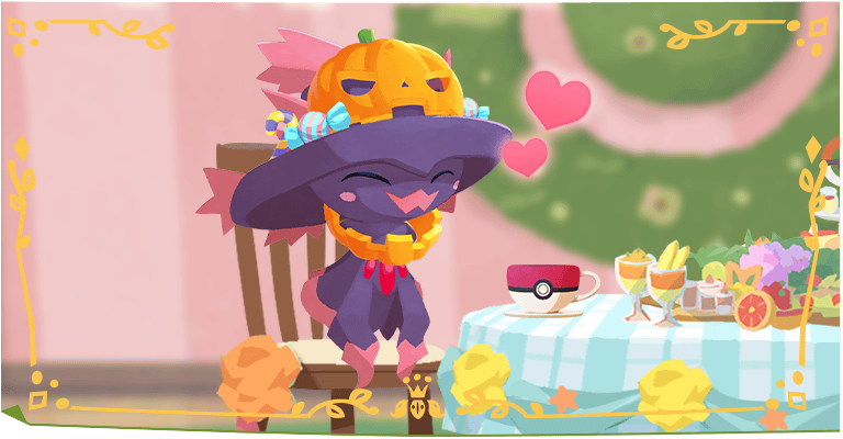 Mismagius in its Halloween outfit, at a party