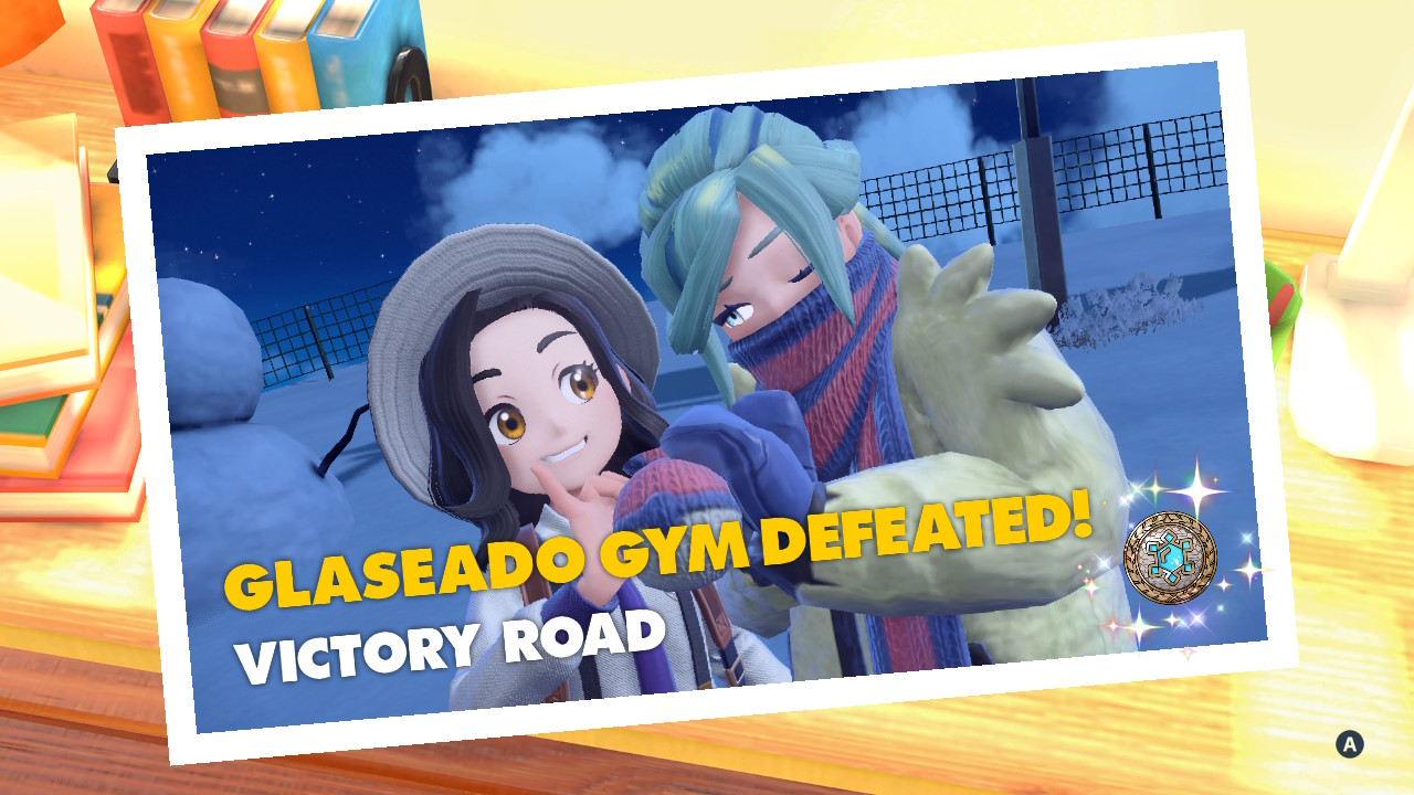 Posing with Grusha after defeating the Glaseado Gym