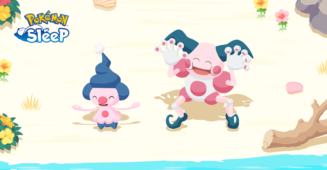 Mime Jr. and Mr. Mime on Cyan Beach