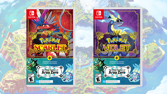 Pack art for the Pokémon Scarlet and Violet game plus DLC bundle packs